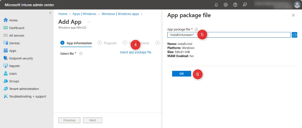 select app package file