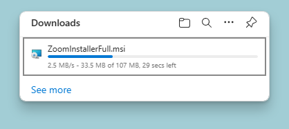 Zoom (64-bit) MSI installer downloading