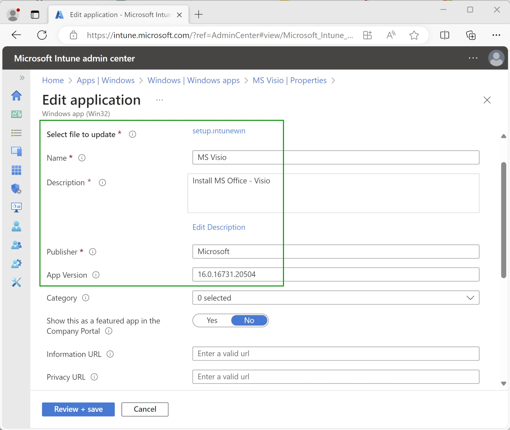 Install Visio with M365 Apps using Intune