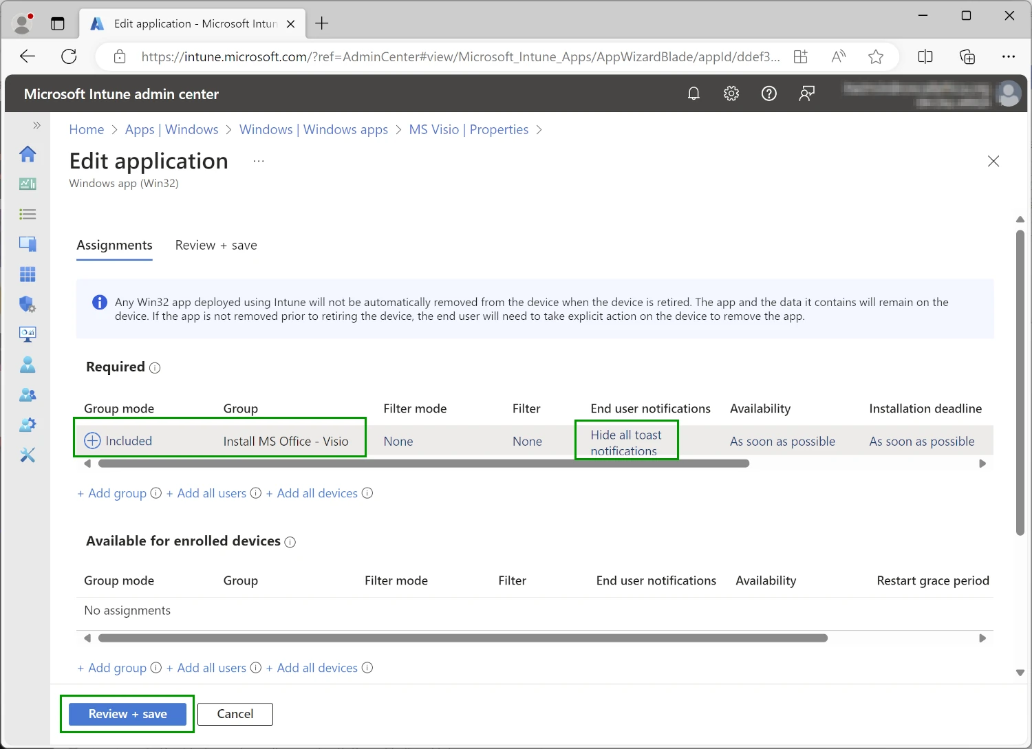 Install Visio with M365 Apps using Intune