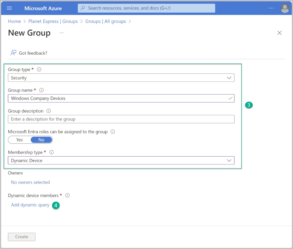 Entra ID dynamic group settings